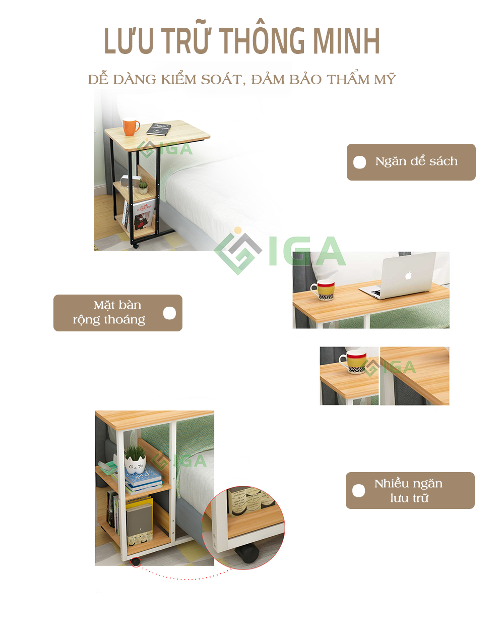 Bàn Làm Việc Đa Năng Di Động Thông Minh Thương Hiệu IGA - GM22