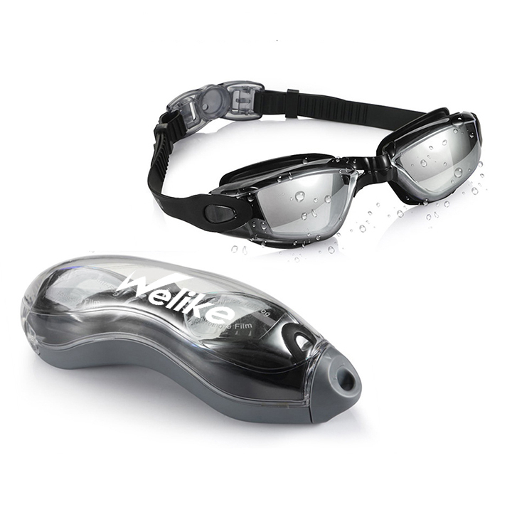 Kính bơi nam nữ tráng gương cao cấp có bịt tai - Kính bơi chống tia UV, chống sương mù thiết kế chống trơn trượt, co giãn - Hàng chính hãng