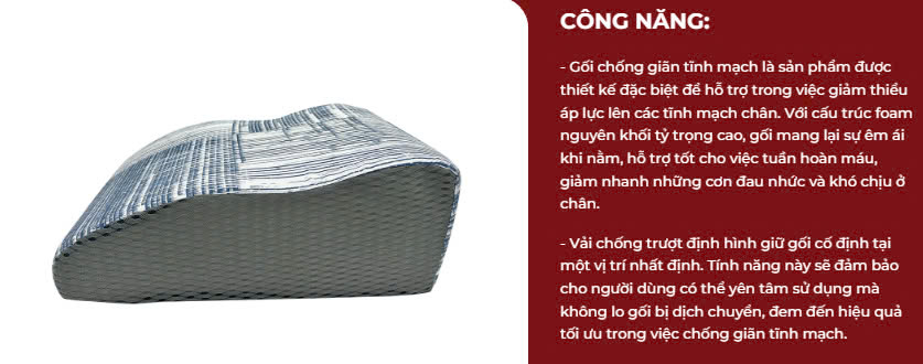Gối chống suy giãn tĩnh mạch Hàn Việt Hải 40x60x22cm, hỗ trợ ngăn ngừa  các bệnh về mạch tri dưới Vải Cotton
