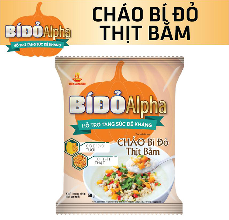 Thùng 30 Gói Cháo Bí Đỏ Thịt Bằm Vị Hương 50G x 30