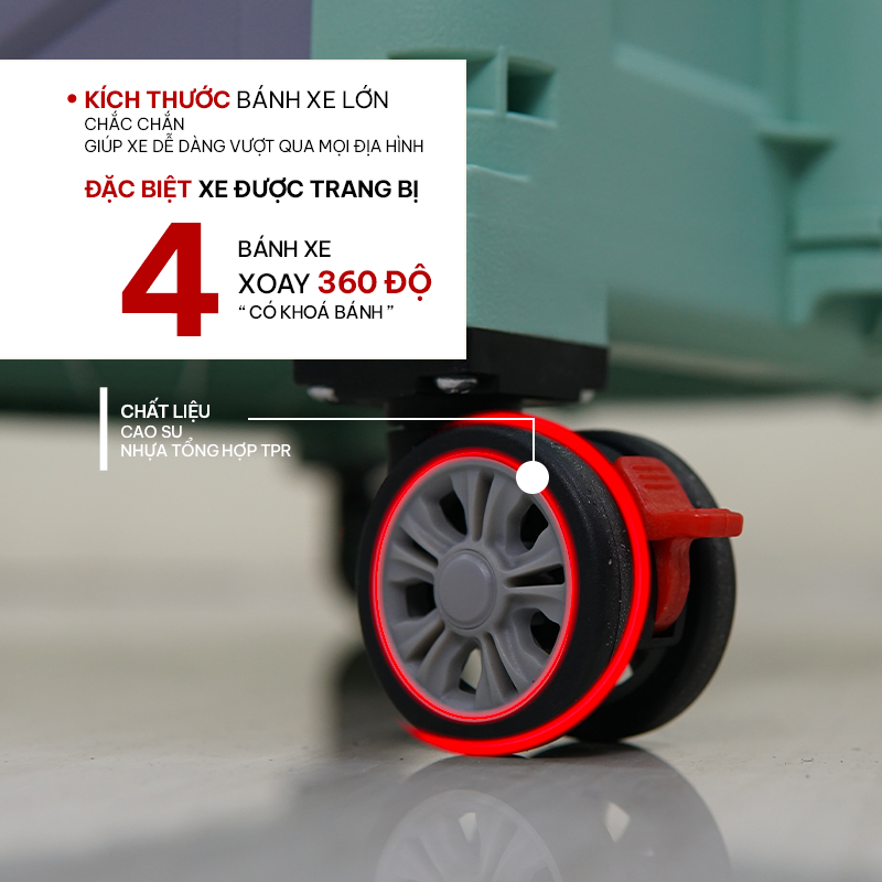 Xe kéo đi chợ siêu thị  65L xếp gọn nhập khẩu FUJIHOME ST250, bánh xe xoay 360 độ, xe đẩy hình hộp vali 65L xếp gọn đa năng- Hàng chính hãng