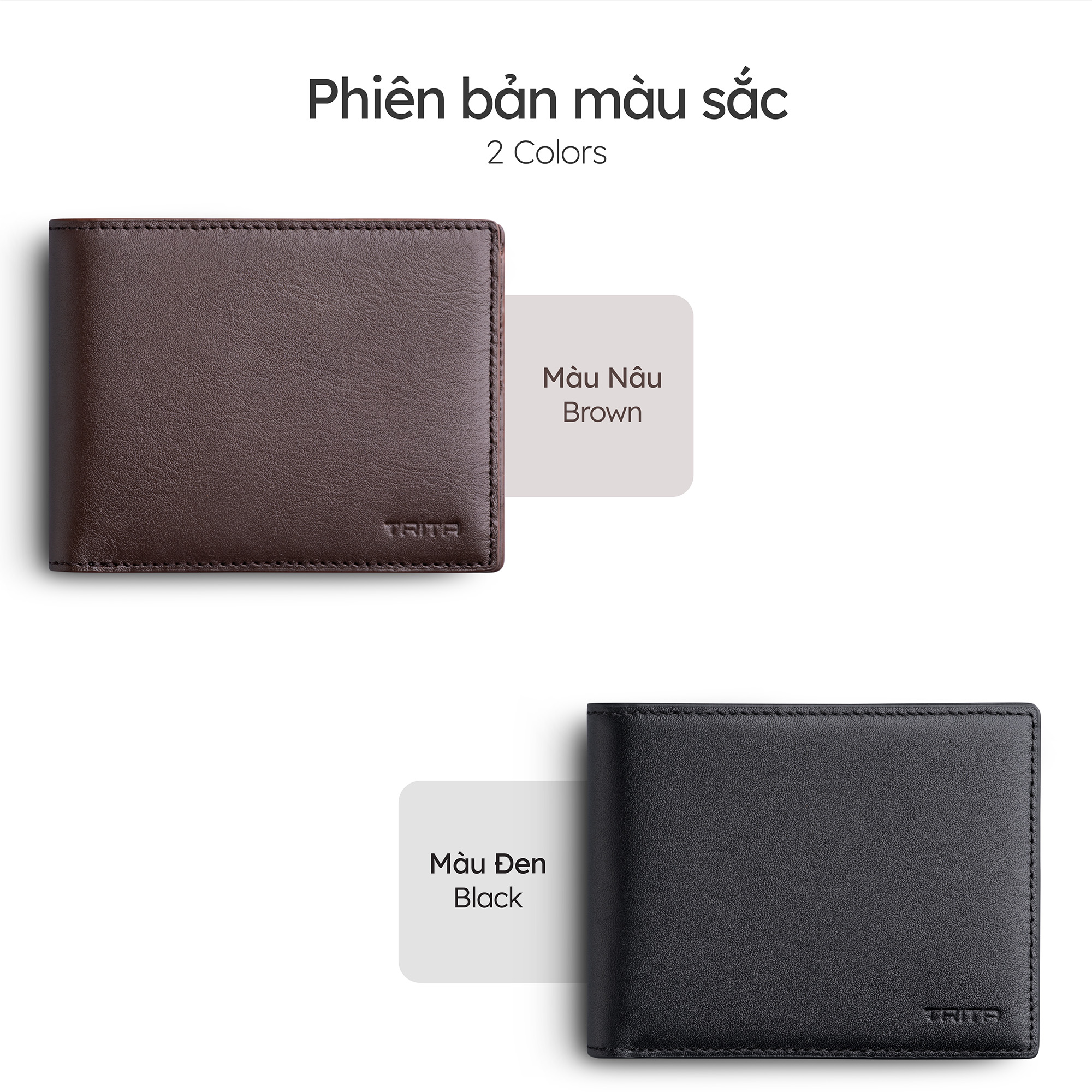 Ví nam da bò Trita ( Thời trang nam dáng ngang basic - Ví da RVN23 )
