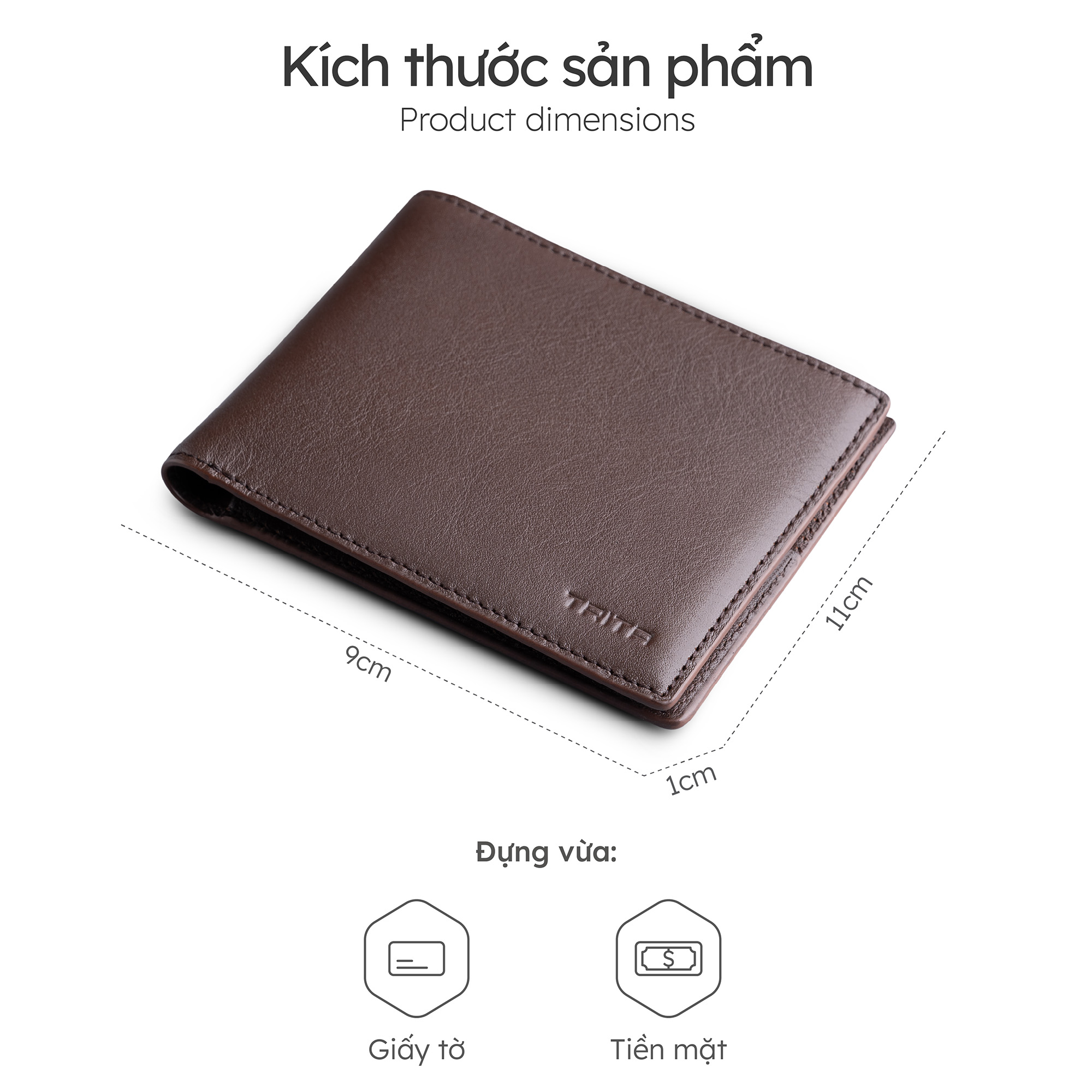 Ví nam da bò Trita ( Thời trang nam dáng ngang basic - Ví da RVN23 )