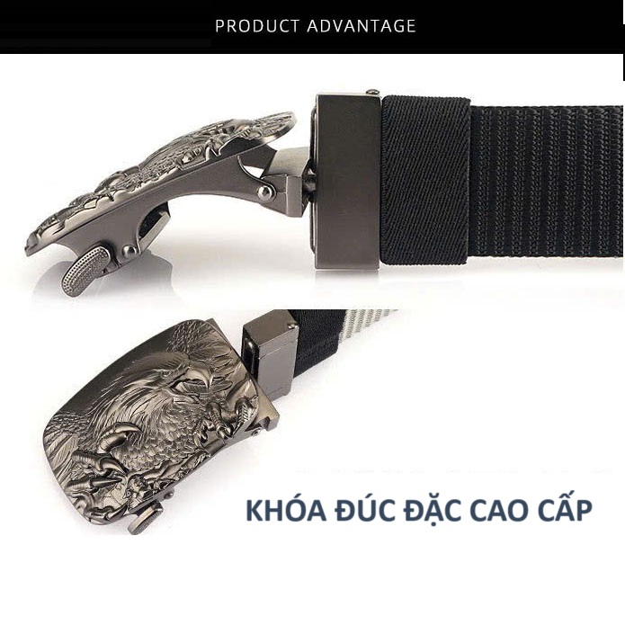 Dây nịt thắt lưng nam mẫu NEW siêu chất dây dù cao cấp khóa đúc đặc tự động tiện lợi xoay 360 độ ENB009