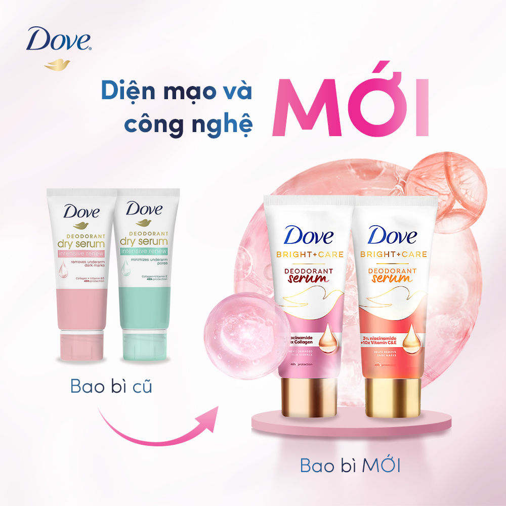 Combo 2 Kem ngăn mùi tinh chất serum vùng cánh cao cấp Dove dành cho nữ với 3% Niacinamide mờ thâm thu nhỏ lỗ chân lông 40ml