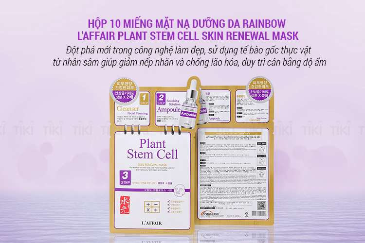 Hộp 10 Miếng Mặt Nạ Dưỡng Da Rainbow L'Affair Plant Stem Cell Skin Renewal Mask