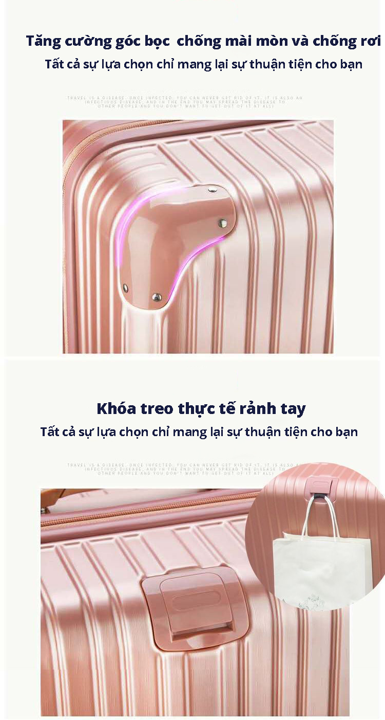 Vali du lịch Sea Choice chất liệu ABS+PC Size 20/24'' có khóa TSA Bánh xe 360° Dây kéo YKK chống nước có 3 màu- Bảo hành 3 năm