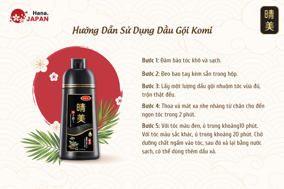 Dầu gội phủ bạc thảo dược thiên nhiên Komi Nhật Bản [Chai 500ml - Chính Hãng]