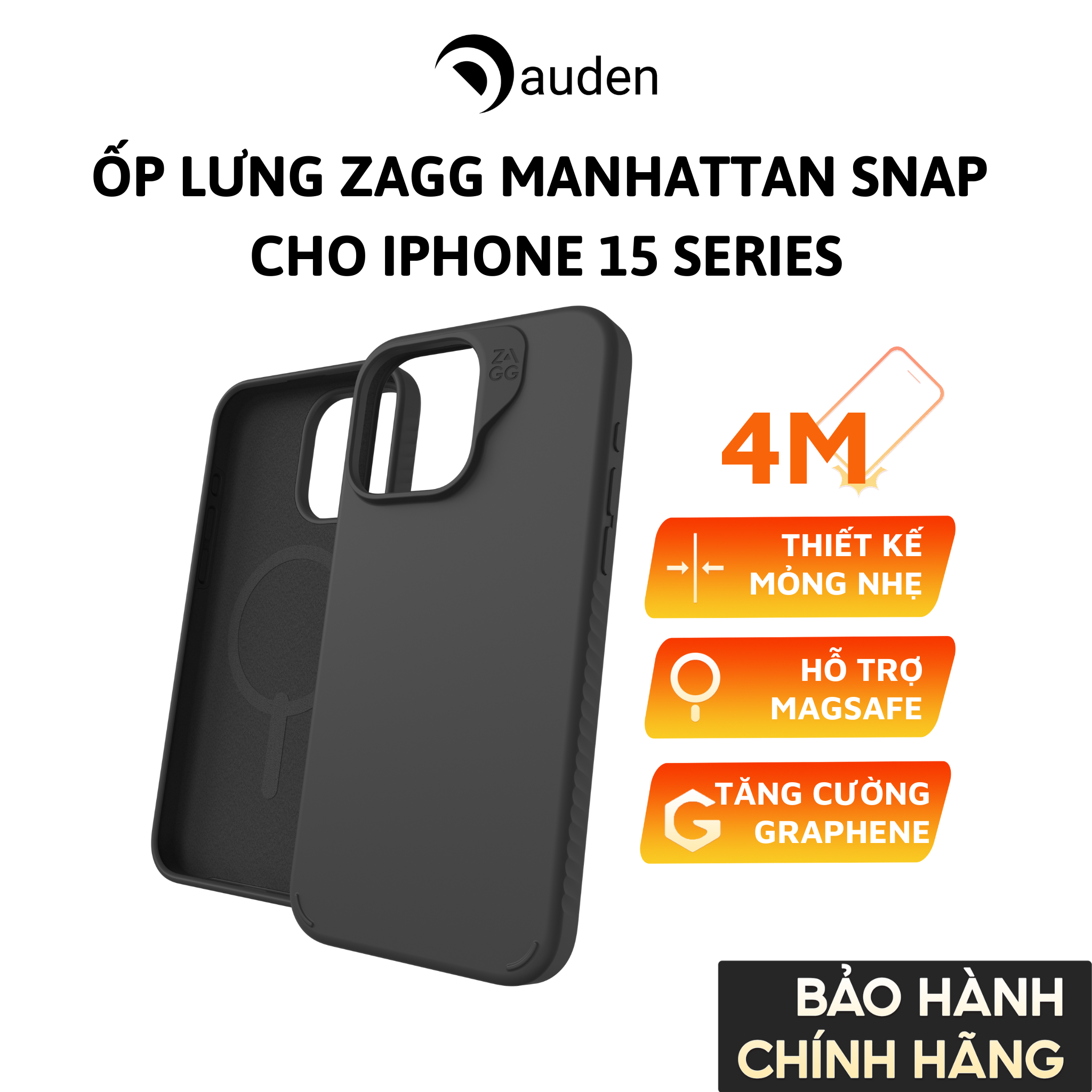Ốp lưng ZAGG chống sốc bảo vệ dành cho iPhone 15/ 15 Plus/ 15 Pro/ 15 ProMax, bảo hành 12 tháng 1 đổi 1 - Hàng chính hãng