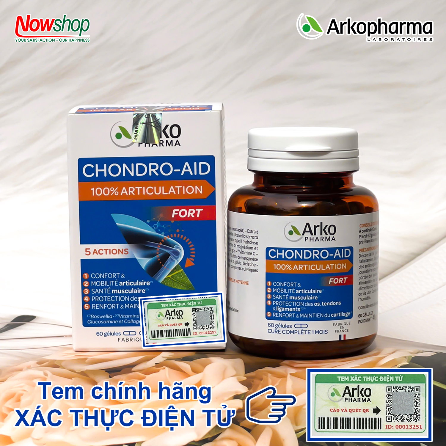chondro-aid-arkopharma-hop-60-vien-glucosamine-collagen-type-2-va-boswellia-ho-tro-khop-khoe-manh