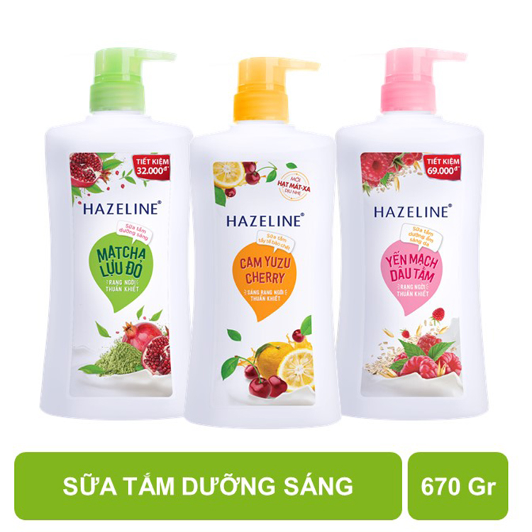 Sữa Tắm Hazeline Tẩy Tế Bào Chết Sáng Da Cam Yuzu Và Cherry (670g)