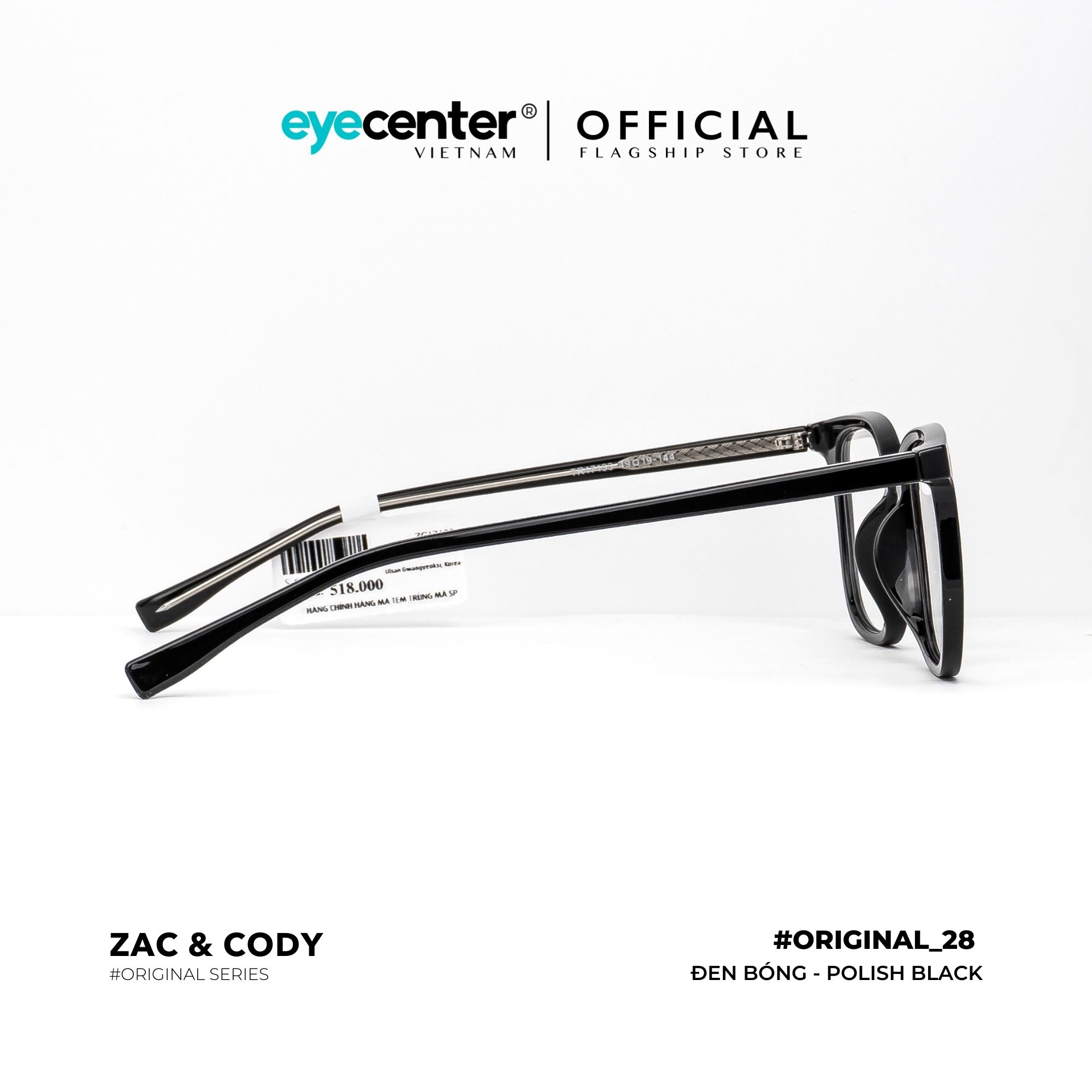 Gọng kính cận nam nữ chính hãng B28-S ZAC CODY dáng vuông lõi thép chống gãy BS28 by Eye Center Vietnam