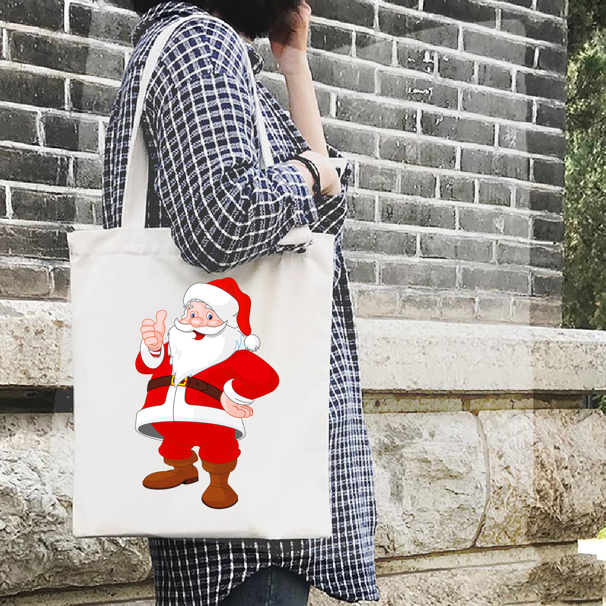 Túi Vải Đeo Vai Tote Bag In Hình Ông Già Noel - Mã003-3600X4800
