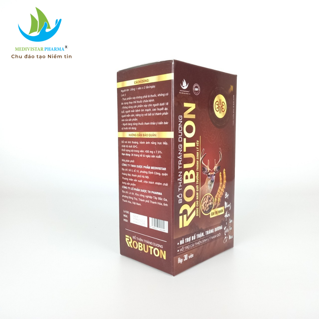 Bổ Thận Tráng Dương ROBUTON Với 8 Loại Thảo Dược Giúp Cải Thiện Sinh Lý Nam An Toàn, Hiệu Quả Hộp 30 Viên Nang