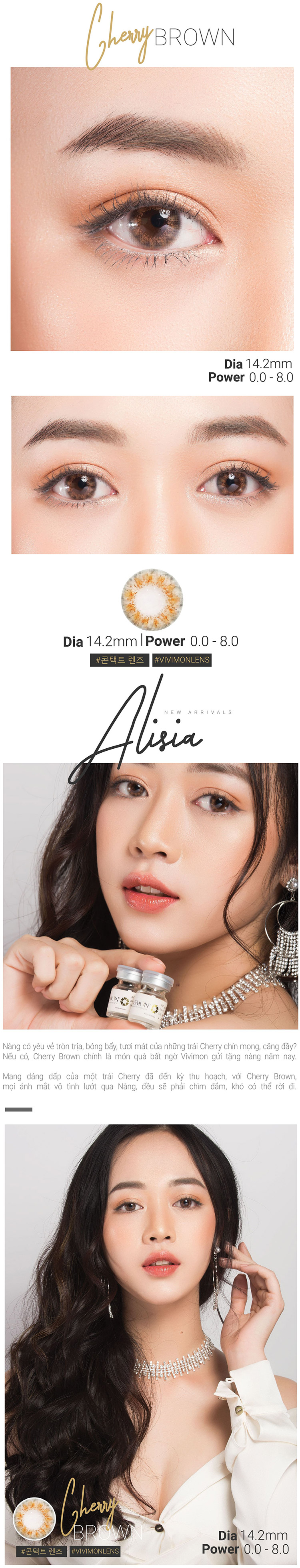 [Một miếng] Kính áp tròng cherry brown 1,25 độ