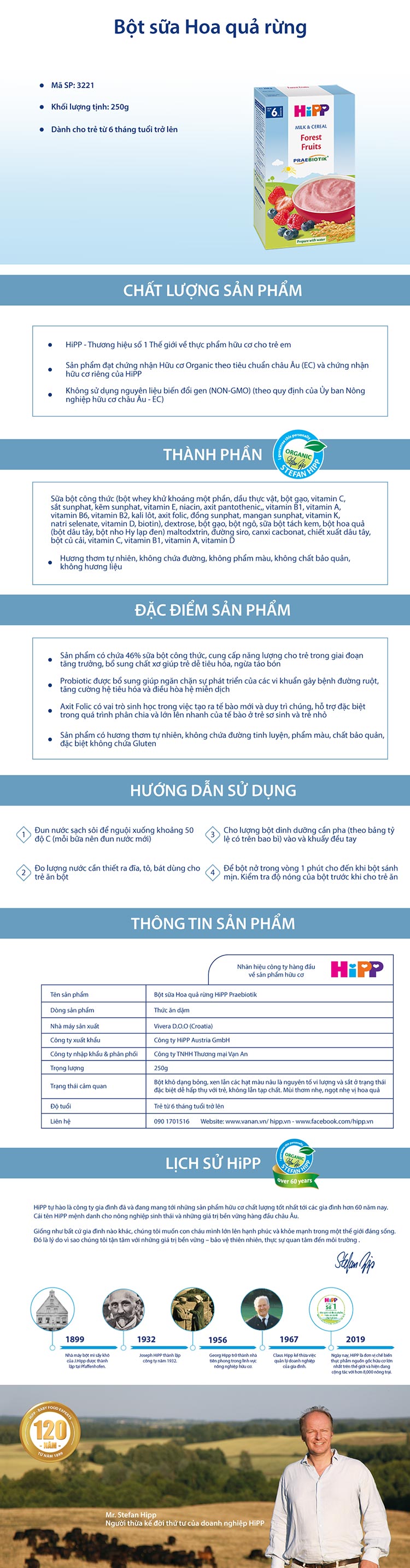 Bột Dinh Dưỡng Sữa Hoa Quả Rừng HiPP 250g - 3221