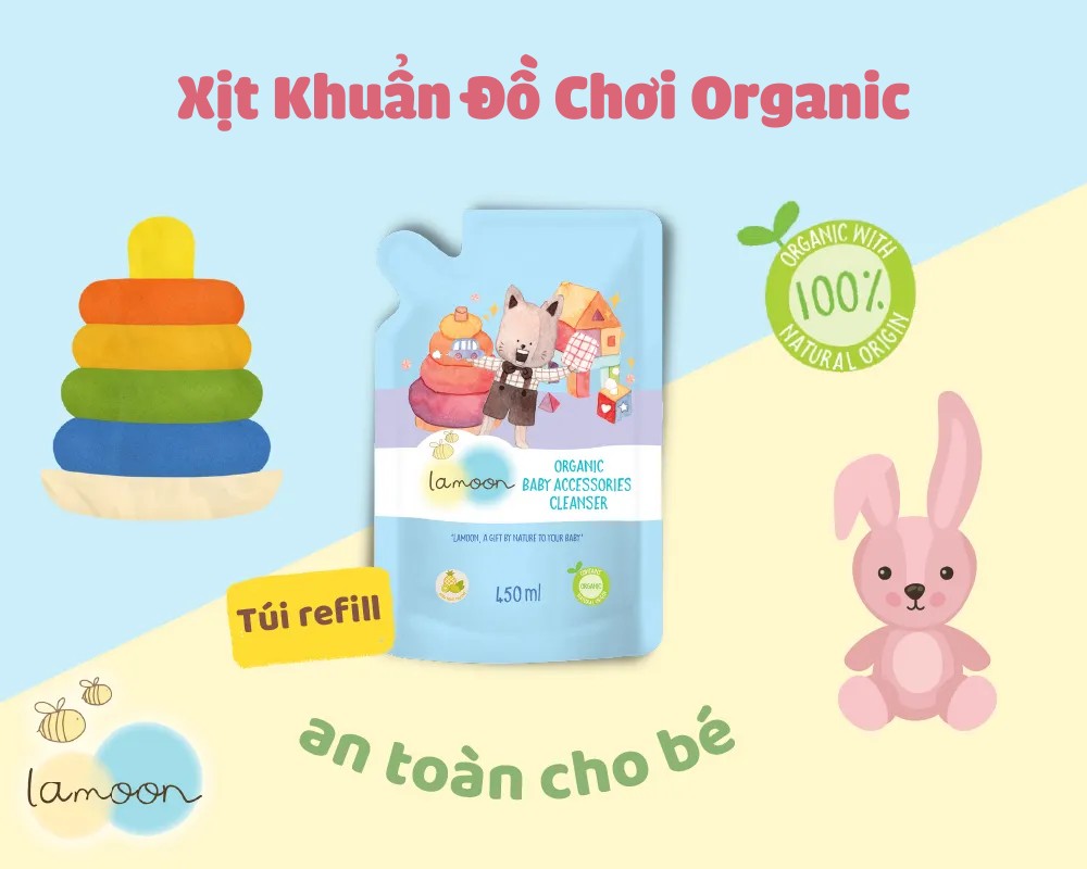 Xịt khuẩn đồ chơi Organic cho bé Lamoon - Bình 500ml