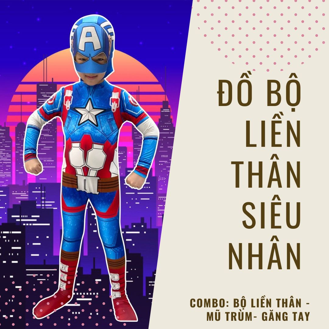 ĐỒ BỘ BÉ TRAI TAY DÀI HÌNH SIÊU NHÂN NHỆN SPIDERMAN CAPTAIN TỪ 12-42KG