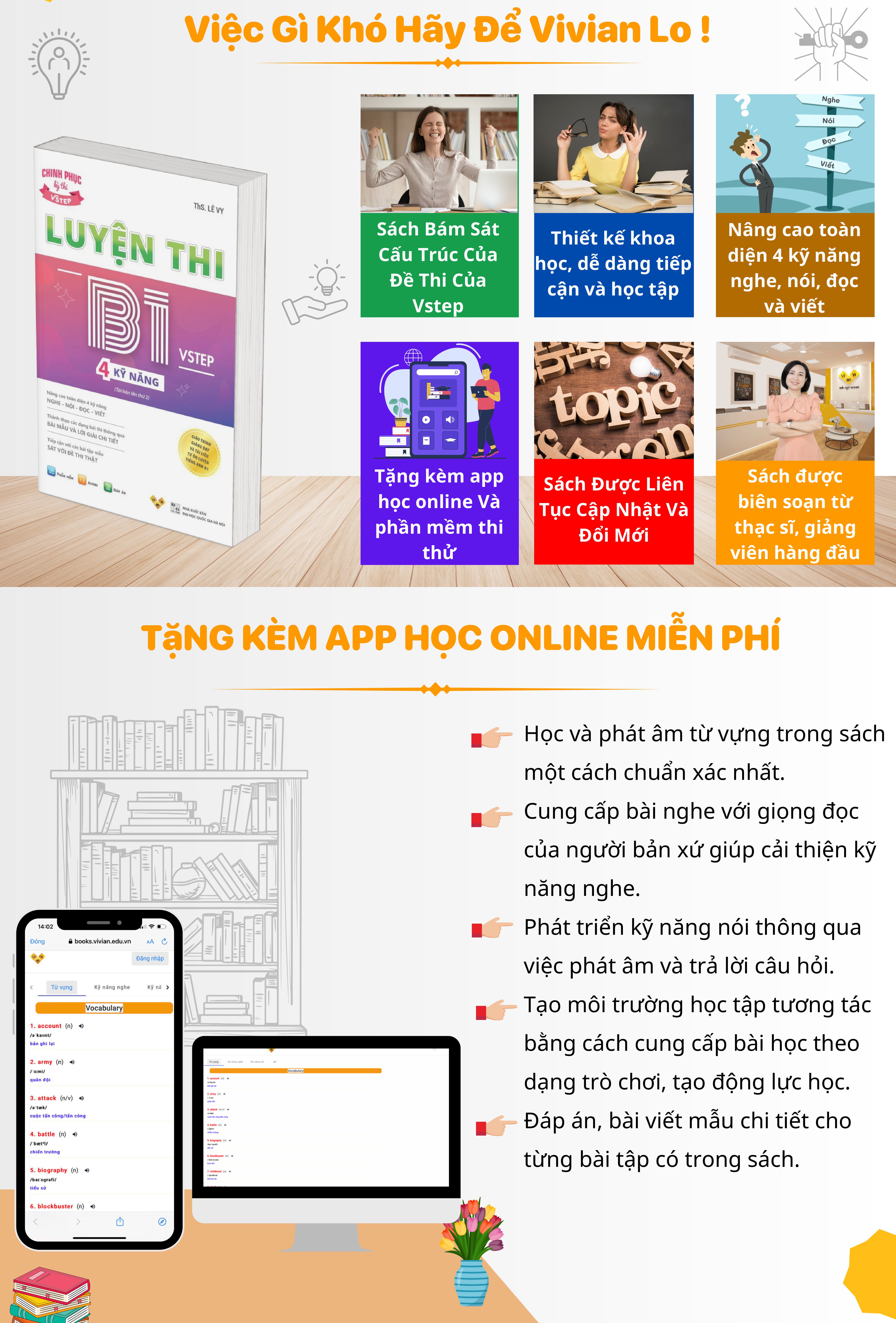 Sách Luyện thi B1 Vstep 4 kỹ năng - Ôn thi chứng chỉ tiếng Anh B1 bậc 3 (bằng B1 tiếng Anh) theo Khung NLNN Việt Nam