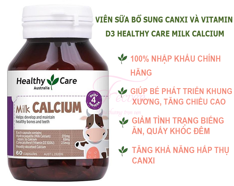 Viên Sữa Bổ Sung Canxi và Vitamin D3 Healthy Care Milk Calcium