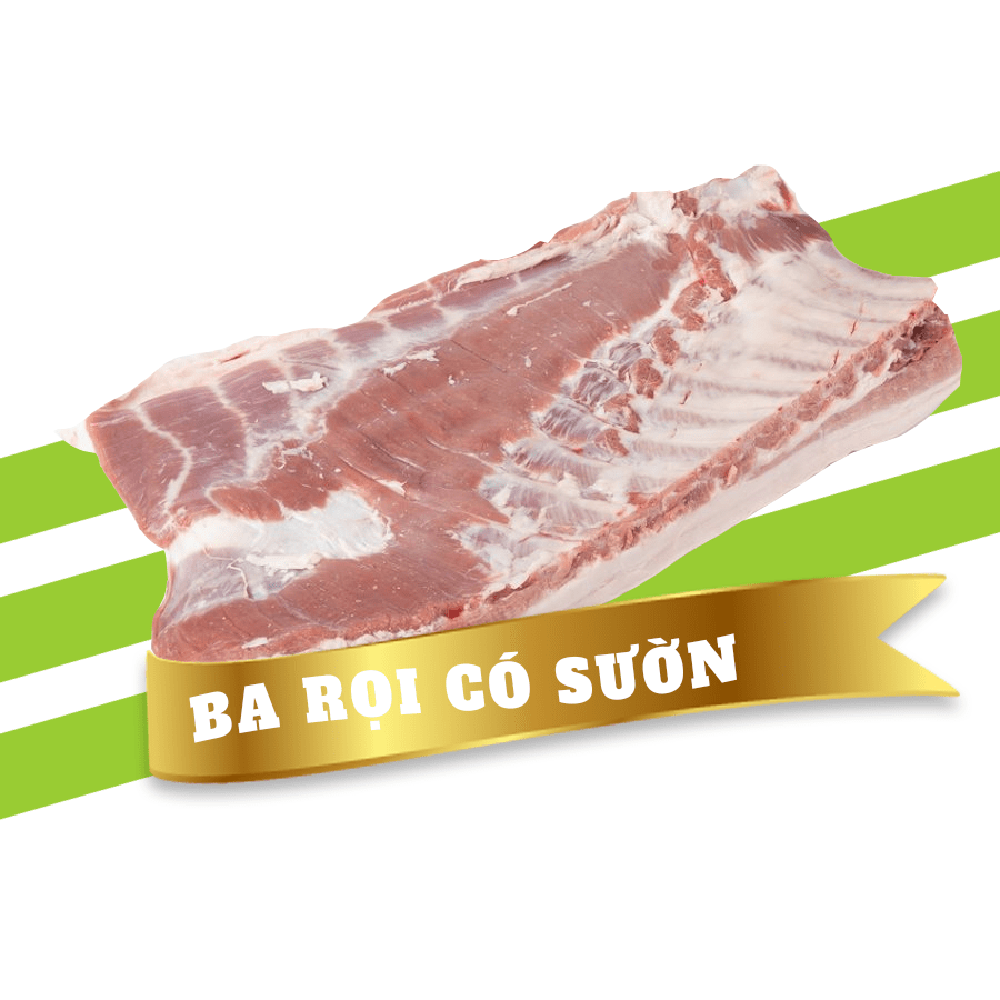 Thịt ba  rọi heo có xương - Ba chỉ sườn - Hàng đông lạnh nhập khẩu