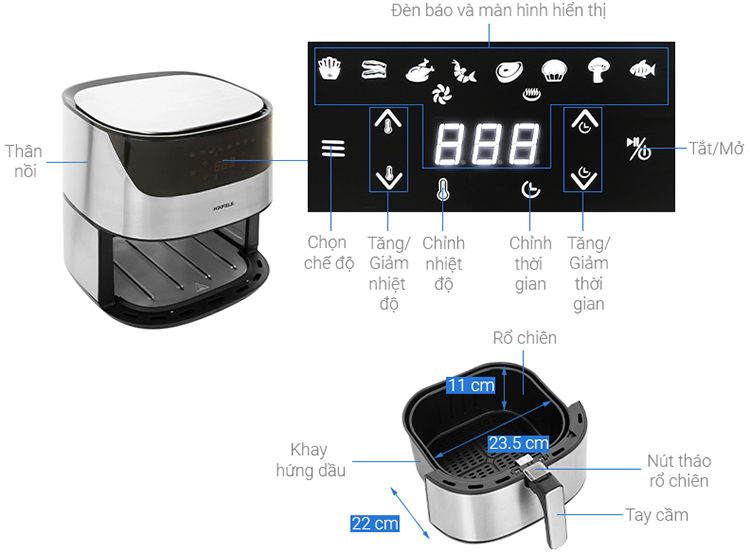 Nồi Chiên Không Dầu Điện Tử Hafele AF-T5A (5.0 Lít) - Hàng chính hãng