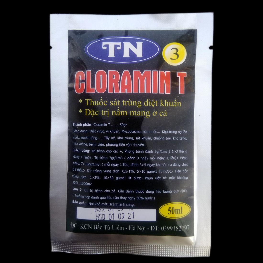TN3 Cloramin T diệt khuẩn & trị nấm mang ở cá 50ml