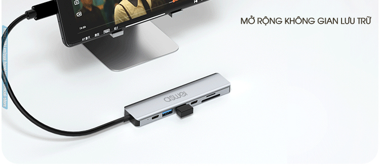 cổng chia usb 3.0, hub type c aswei 7in1