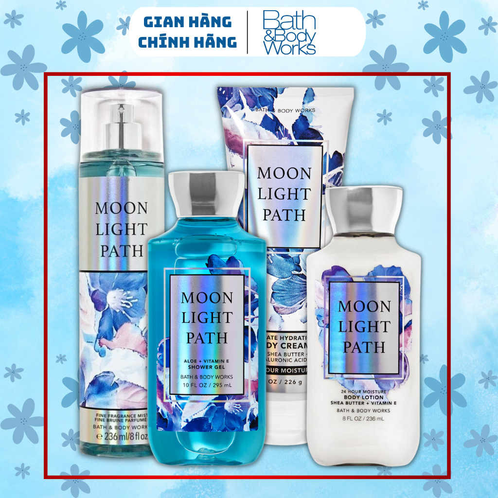 Body Mist Bath And Body Works Nam Nữ Chính Hãng Moonlight Path, Xịt Thơm Body Toàn Thân Hương Nước Hoa 236ml