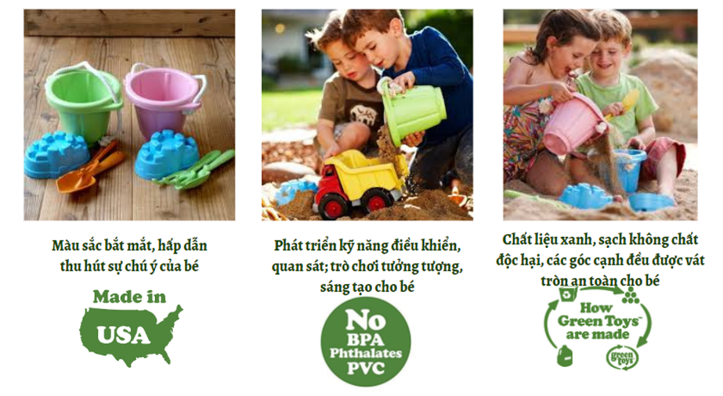 Đặc điểm Bộ đồ chơi cát Green Toys cho bé từ 18 tháng - Xanh lá