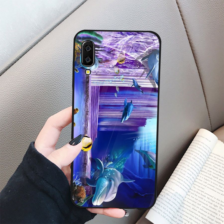 Ốp điện thoại kính cường lực cho máy Samsung Galaxy A7 2018/A750 - bộ sưu tập cá MS BSTCA009