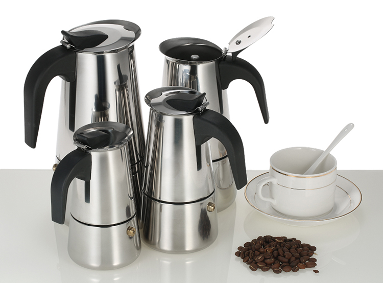 300ml 6-Cup Stainless Steel Espresso Percolator Coffee Stovetop Maker Mocha Pot for Use on Induction Cooker