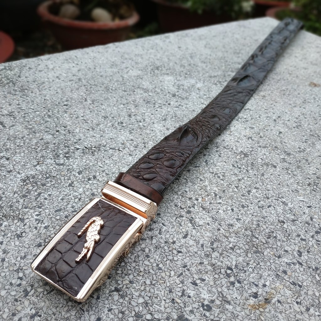 Thắt lưng da cá sấu có gù rất đẹp. DA CÁ SẤU THẬT 100%. Kích thước chuẩn 3.5x120cm phù hợp với cả quần tây và quần jean