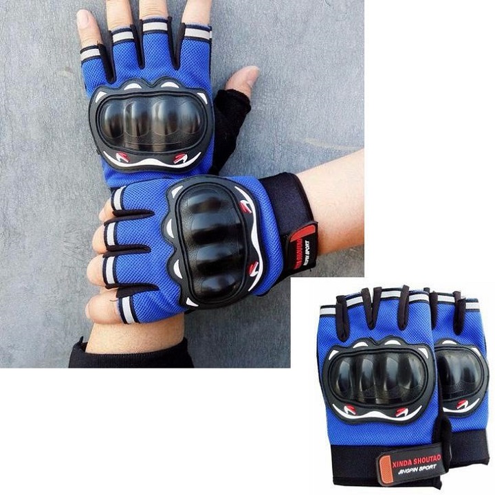  Bộ Găng Tay đi phươt, tập gym, thể thao , cá tính và mạnh mẽ đa năng Dành Cho Phượt Thủ , Gymer (Hở Ngón) - Màu Xanh Dương 