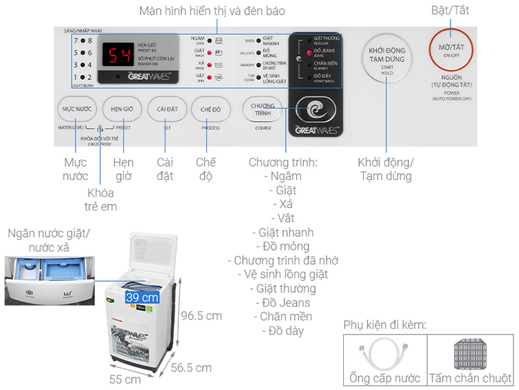 Máy Giặt Cửa Trên Toshiba AW-K1000FV-WW (9kg) - Hàng Chính Hãng - Chỉ Giao tại Hà Nội