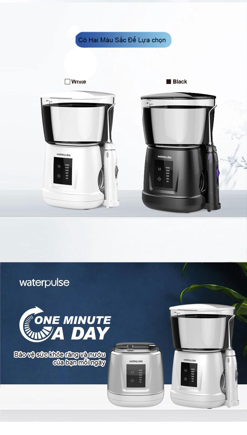 Máy Tăm Nước Cho Gia Đình WATERPULSE V700 PLUS,Massage nướu với 6 đầu phun, dung tích bình chứa 1000ml, Với bộ nhớ áp xuất thông minh - Hàng Chính Hãng 6