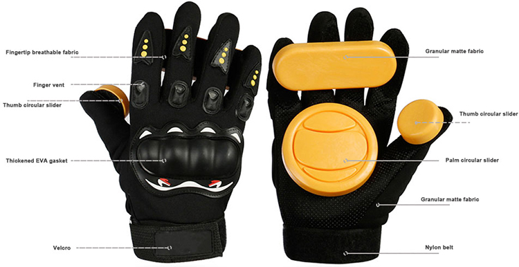 Skateboard Gloves Longboard Skateboard Gloves Downhill Black Armguard Protector