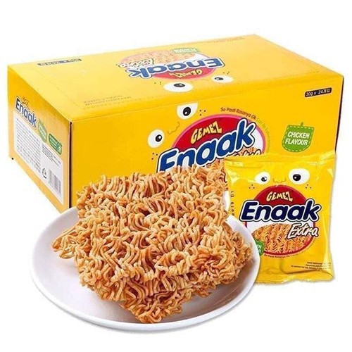 HỘP 24 GÓI MÌ TRẺ EM ĂN SỐNG SNACK ENAAK  INDONESIA GIÒN NGON 30GRAM