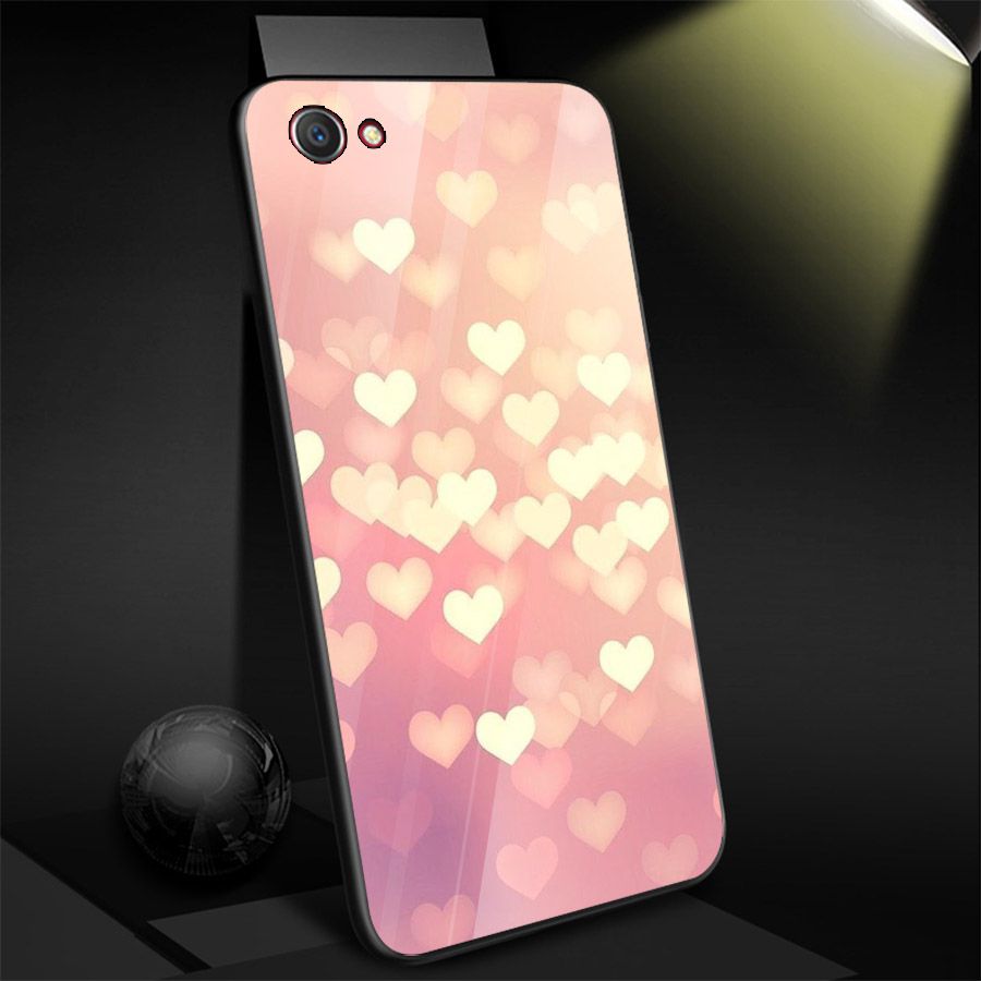 Ốp điện thoại kính cường lực cho máy Oppo F5 - trái tim tình yêu MS LOVE023