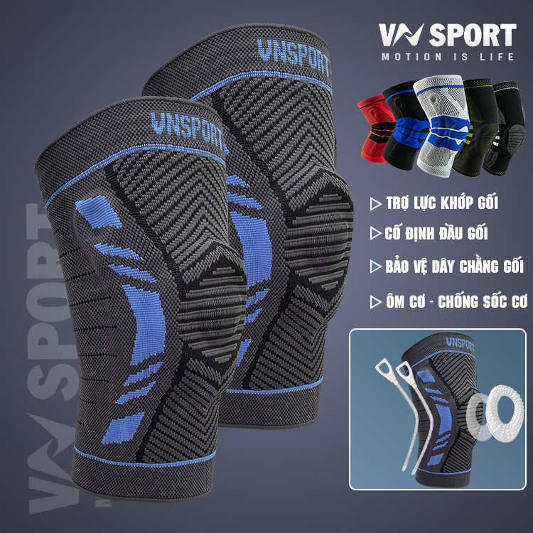 Băng Bảo Vệ Khớp Gối Thể Thao 360º VN017 | ATHLETE'S KNEE PROTECTOR ( 1 ĐÔI ). Phù hợp đá banh, chạy bộ, bóng chuyền, bóng rổ, cầu lông, leo núi, đạp xe, tập luyện thể hình, chấn thương đau nhức gối