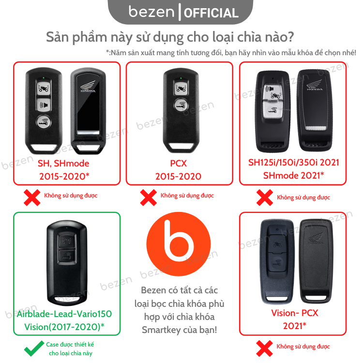 bọc khóa smartkey dành cho honda airblade ab, lead, vision, vario 150- bezen armor 2