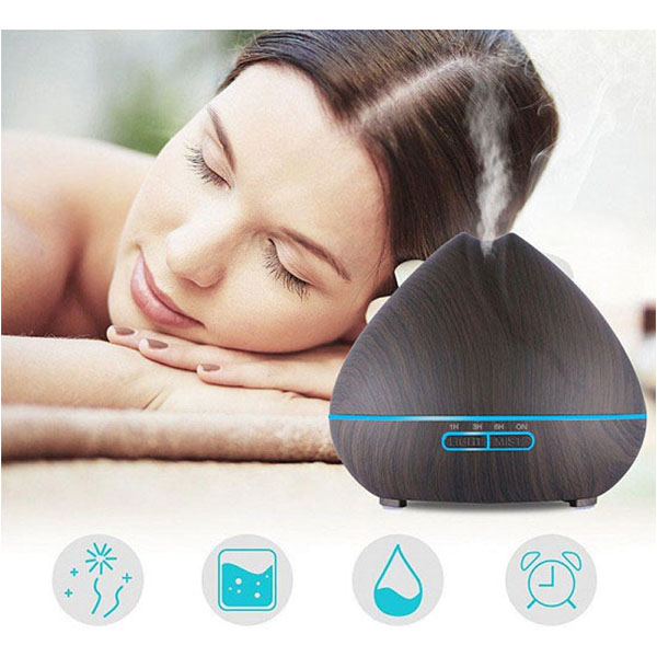 Máy Khuếch Tán Tinh Dầu Quả Đào Gỗ Nâu Lorganic Fx2025 + Tinh Dầu Sả Chanh Lgn0276 (10ml)