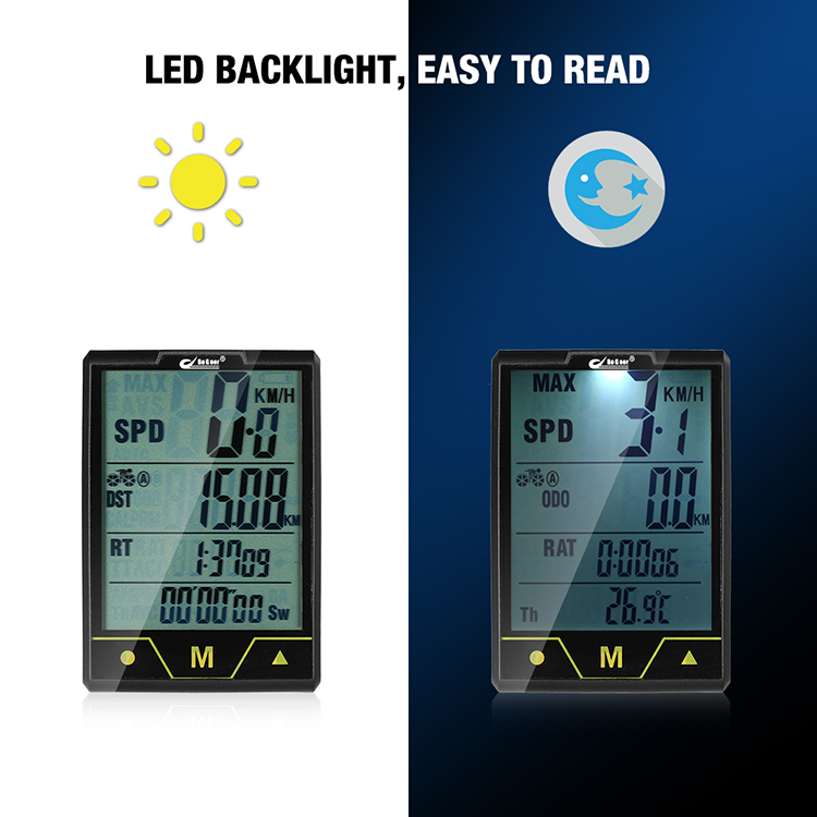 BOGEER Bike Computer Wireless - Wired Bicycle Speedometer Odometer Temperature Backlight Water Resistant for Cycling