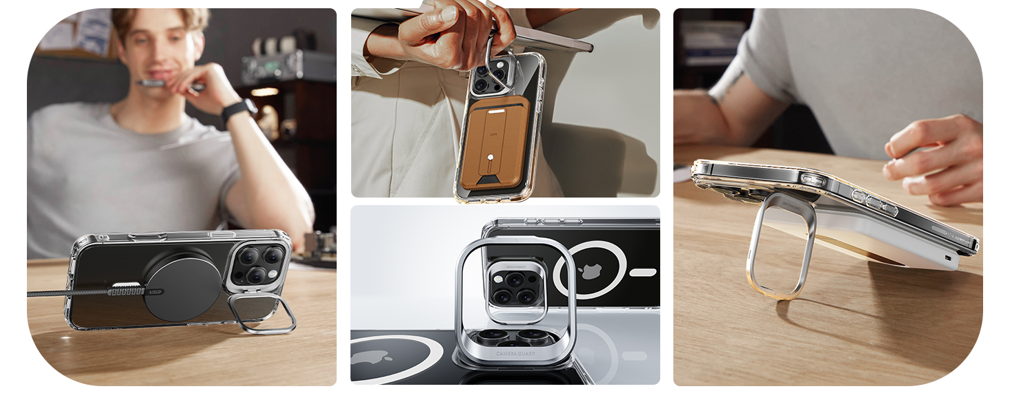 Ốp Lưng cho iPhone 16 Pro / iPhone 16 Pro Max ESR Classic Hybrid Case with Stash Stand HaloLock - Hàng Chính Hãng