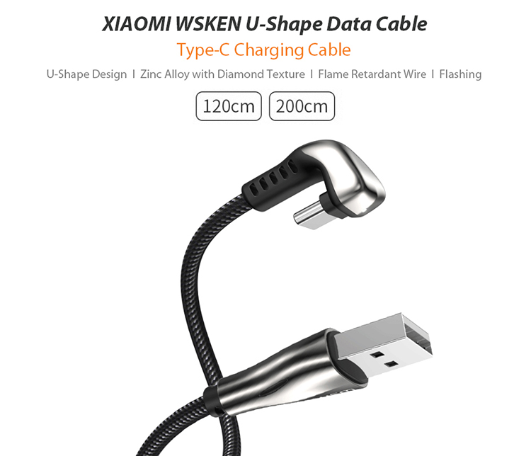 Xiaomi WSKEN Data Cable Type-C Fast Charging USB-C Cable Sync Data Line Cord Durable Charge Cable For Huawei Samsung