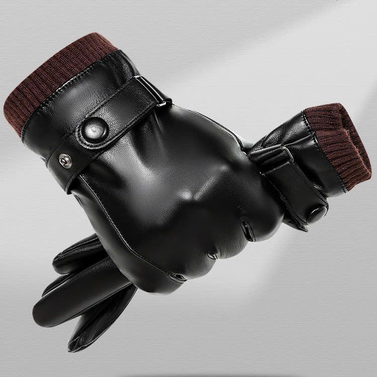 Găng tay nam da  cảm ứng smartphone lót lông GTCL01