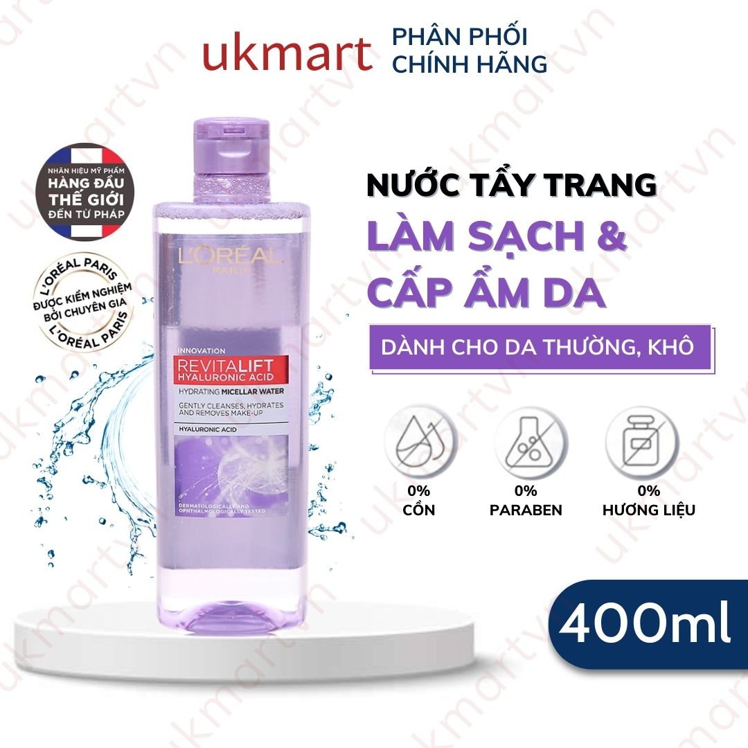 Nước Tẩy Trang L'Oreal Paris Cho Mọi Loại Da 3-in-1 Loreal Micellar Water Da Dầu Da Nhạy Cảm Da Khô