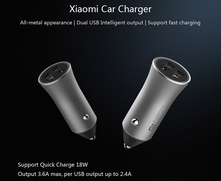 2018 NEW Original Xiaomi Car Charger 18W Fast Charging Double USB Cigarette Lighter Adapter for iPhone Samsung LG HTC