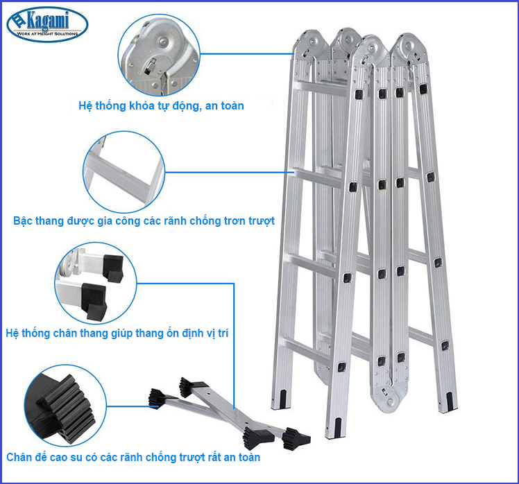 Ưu điểm thang nhôm gấp khúc đa năng Kagami