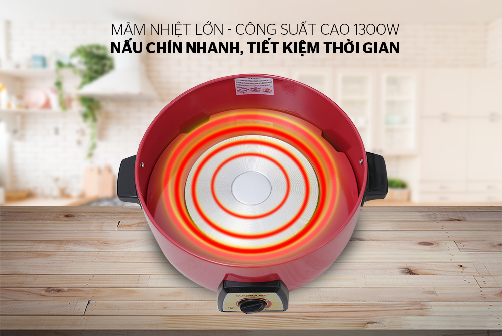 Nồi Lẩu Điện Đa Năng Sunhouse SHD4520 (3L) – Đỏ - Hàng chính hãng